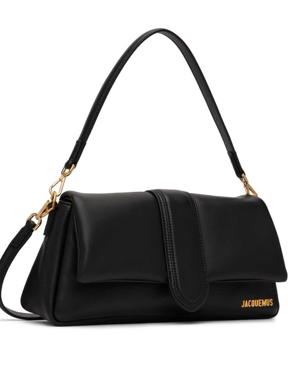 Jacquemus Le Bambimou Black Lambskin Leather Shoulder Bag Gold Hardware